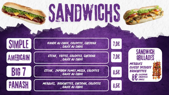 Menu Sandwichs